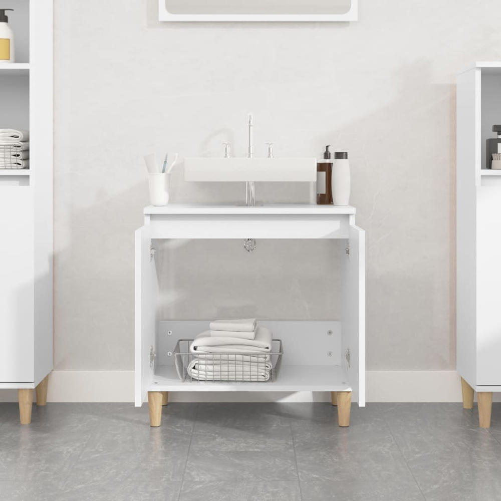 vidaXL 2 Door White Bathroom Sink Cabinet Image 8