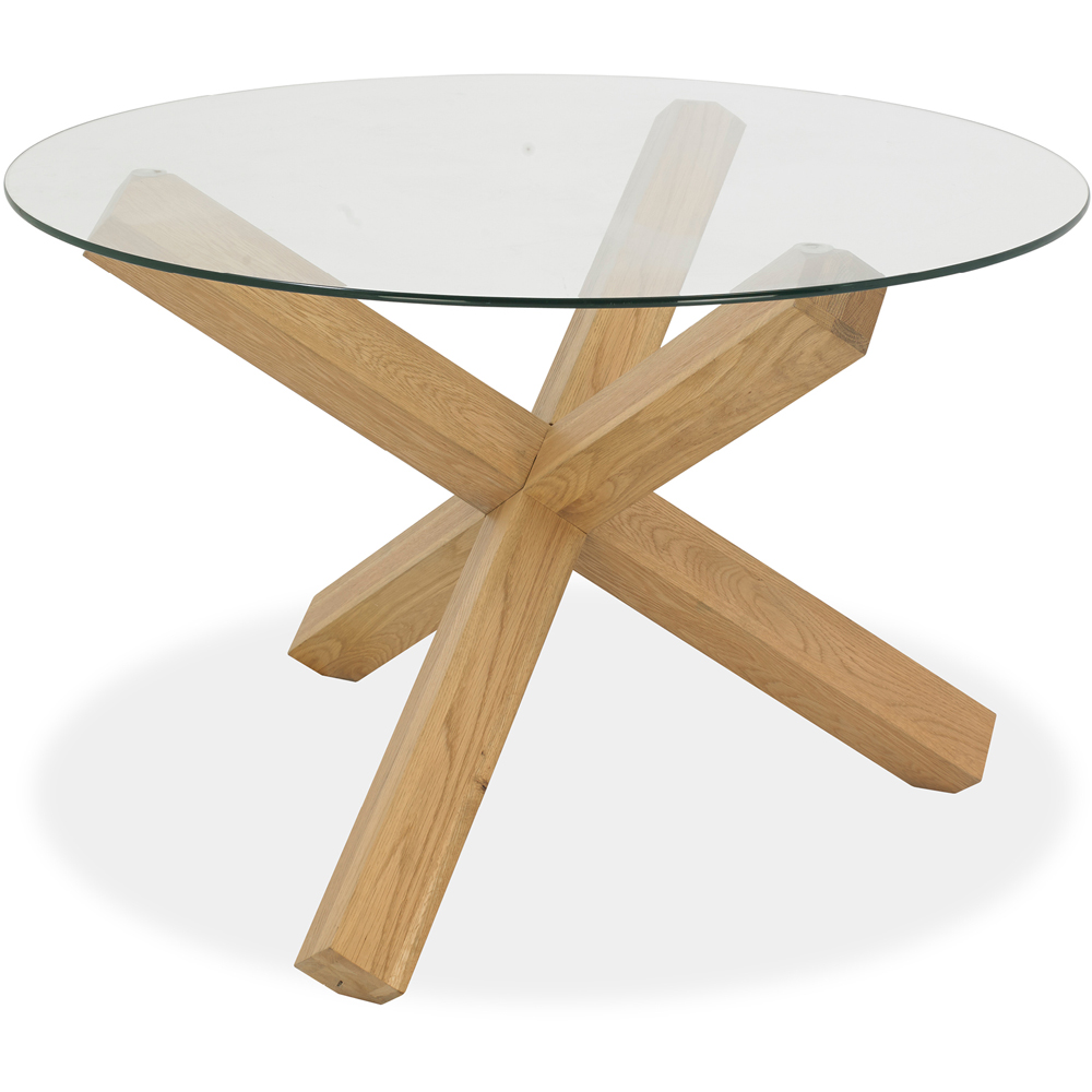 Bentley Designs Turin 4 Seater Oak Circular Glass Dining Table Image 2