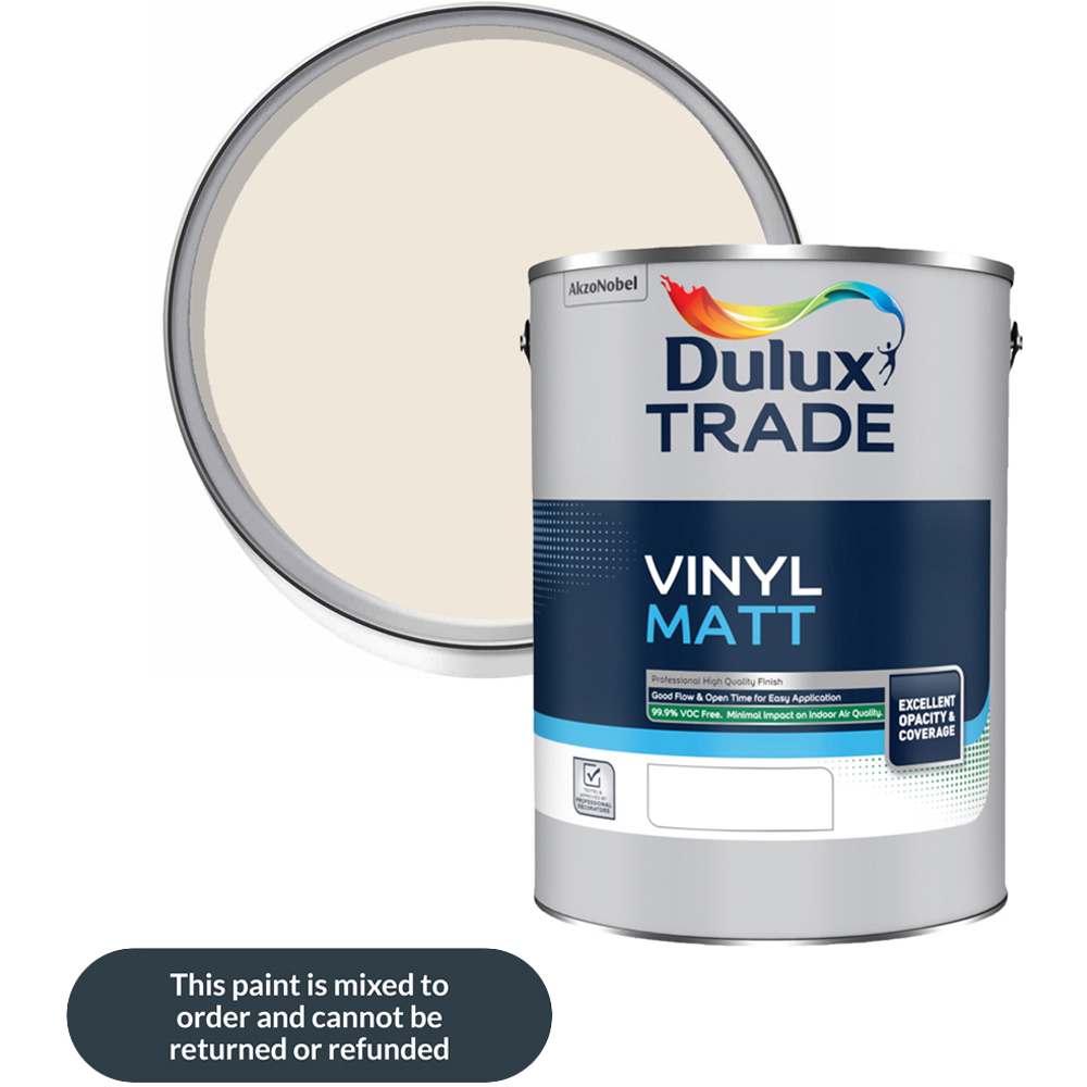 Dulux Trade Almond White Walls and Ceilings Vinyl Matt Paint 5L Image 1