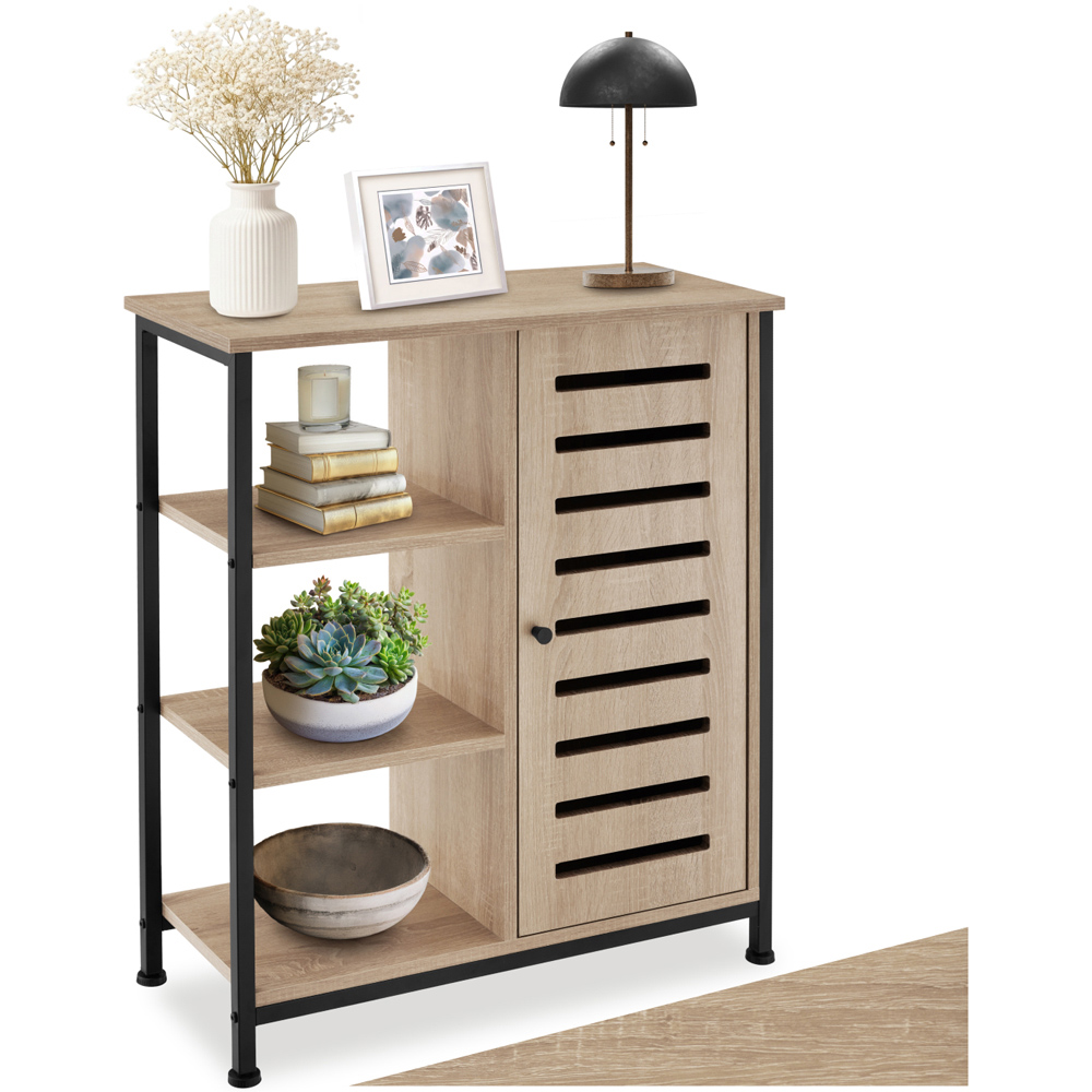 Tectake Runcorn Single Door 3 Shelf Sonoma Oak Sideboard Image 2