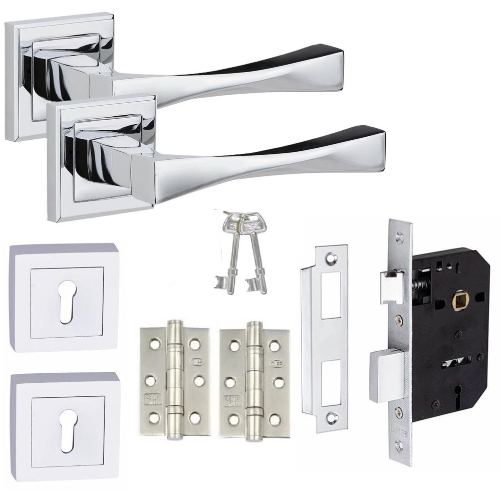 Golden Grace Polished Chrome Astrid Straight Door Handle Set Image 1