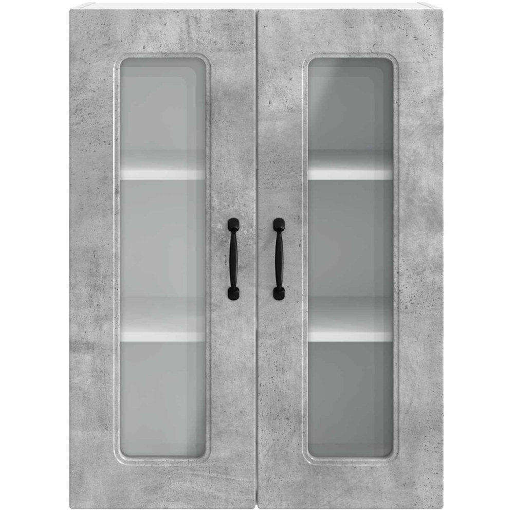 vidaXL 2 Glass Door Concrete Grey Kitchen Wall Cabinet Image 4