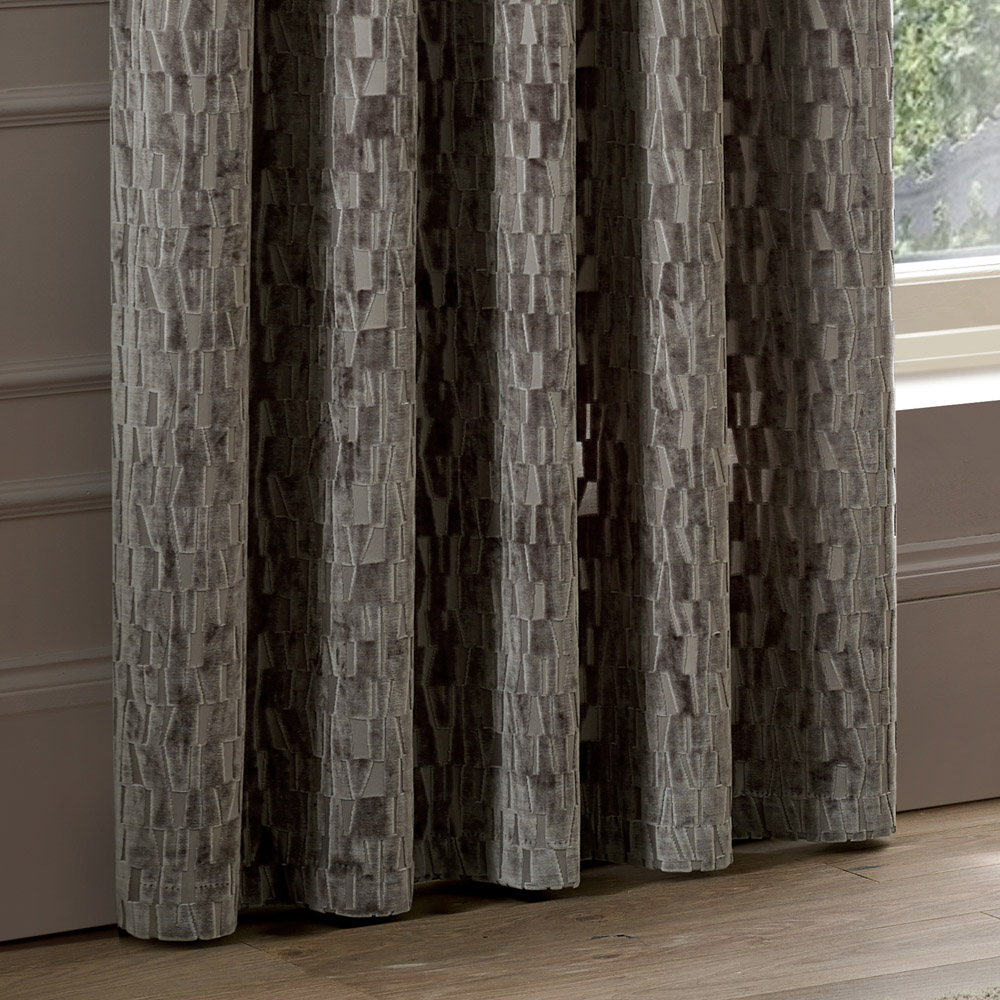 Paoletti Manhattan Mink Fully Lined Velvet Eyelet Curtains 229 x 183cm Image 3