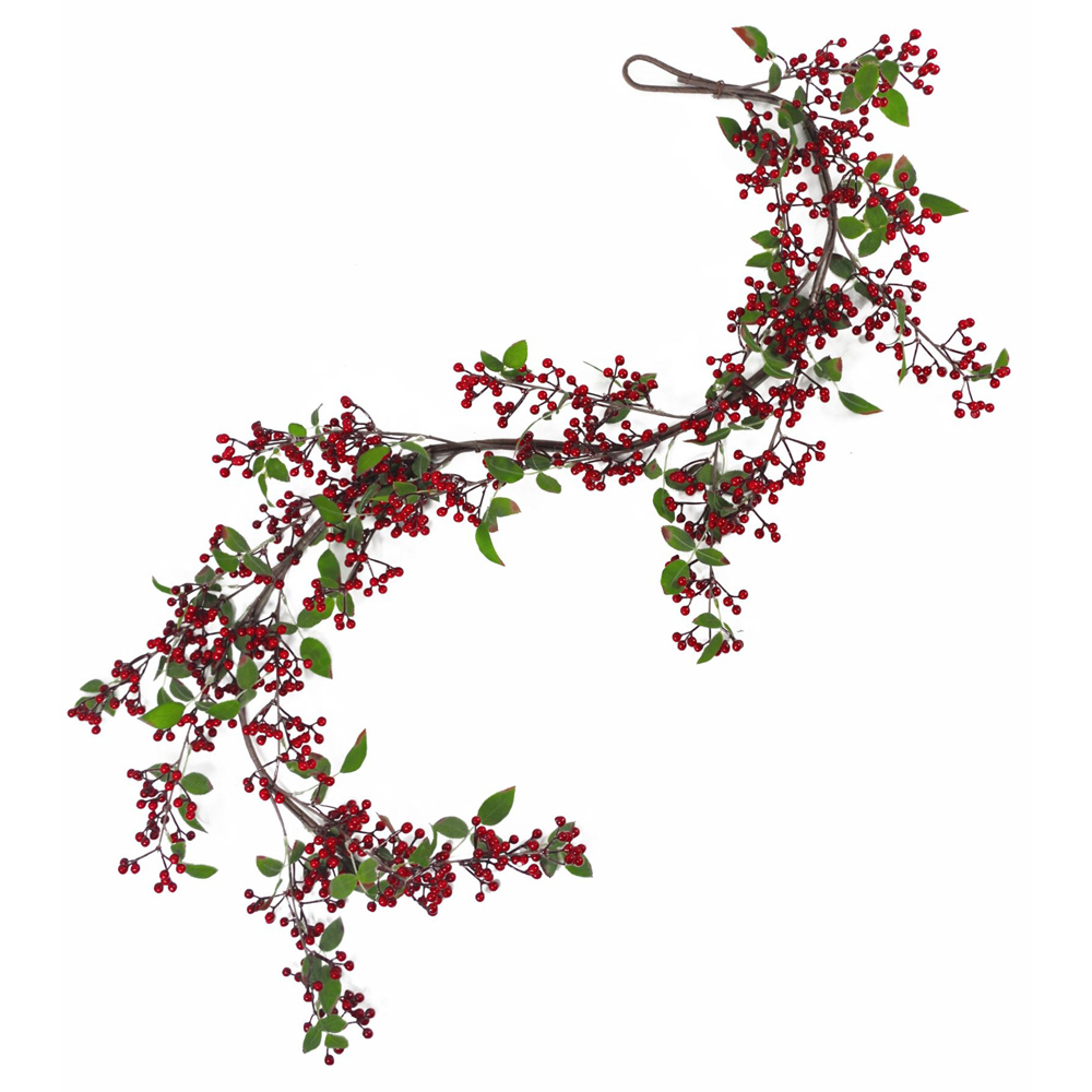 Leaf Christmas Red Berry Floristry Garland 150cm Image 1