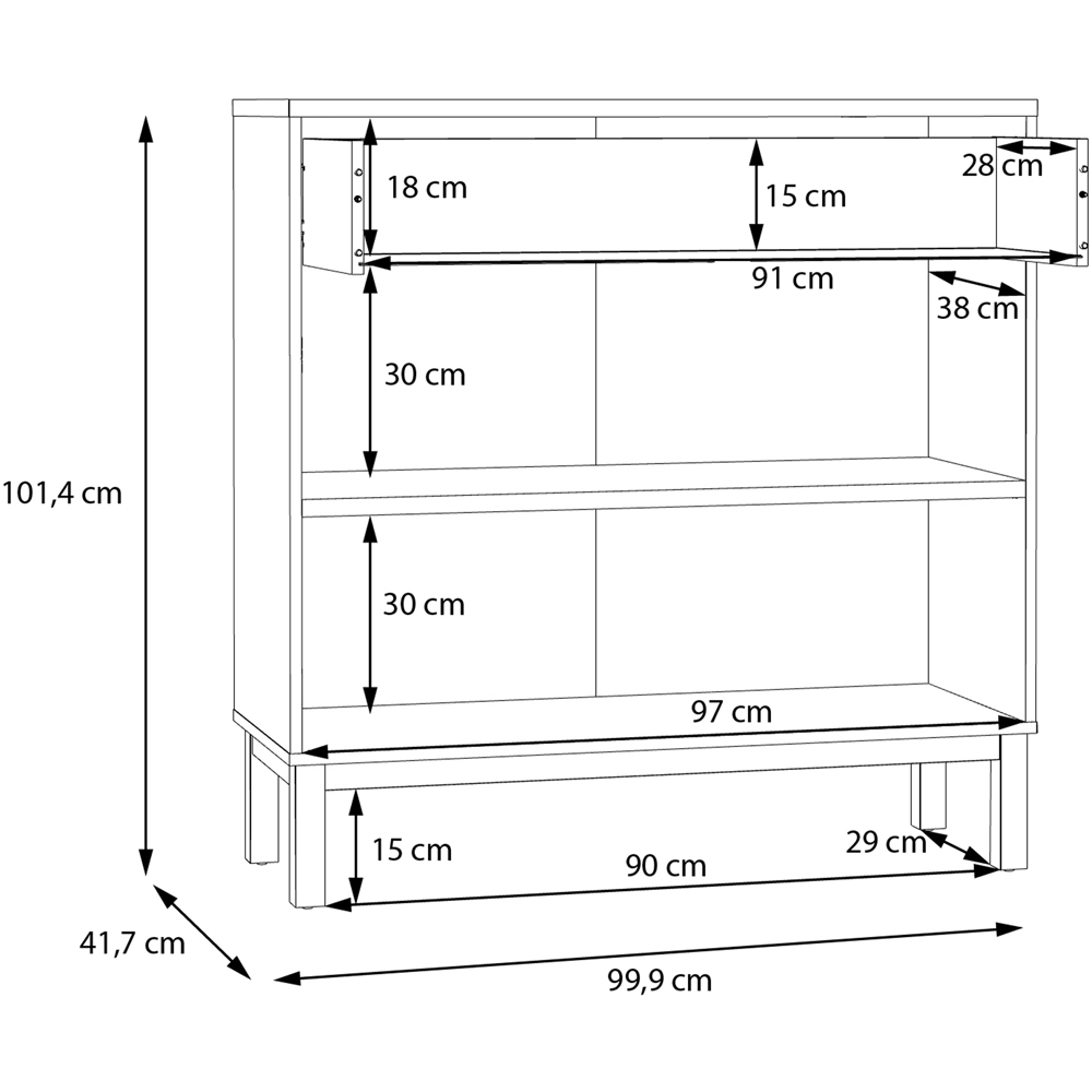 Florence Wensley 2 Door Single Drawer Light Grey and Oak Sideboard Image 8