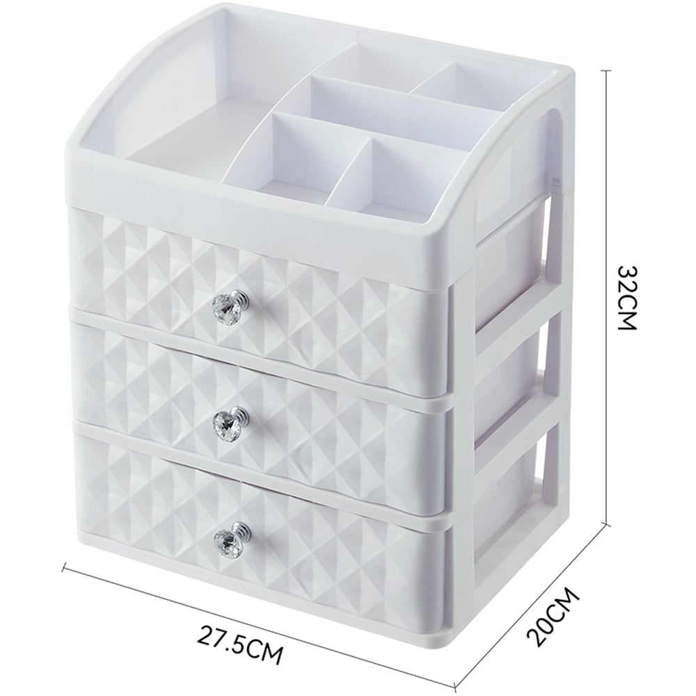 Living and Home 3 Drawer White Plastic Makeup Organize Image 8