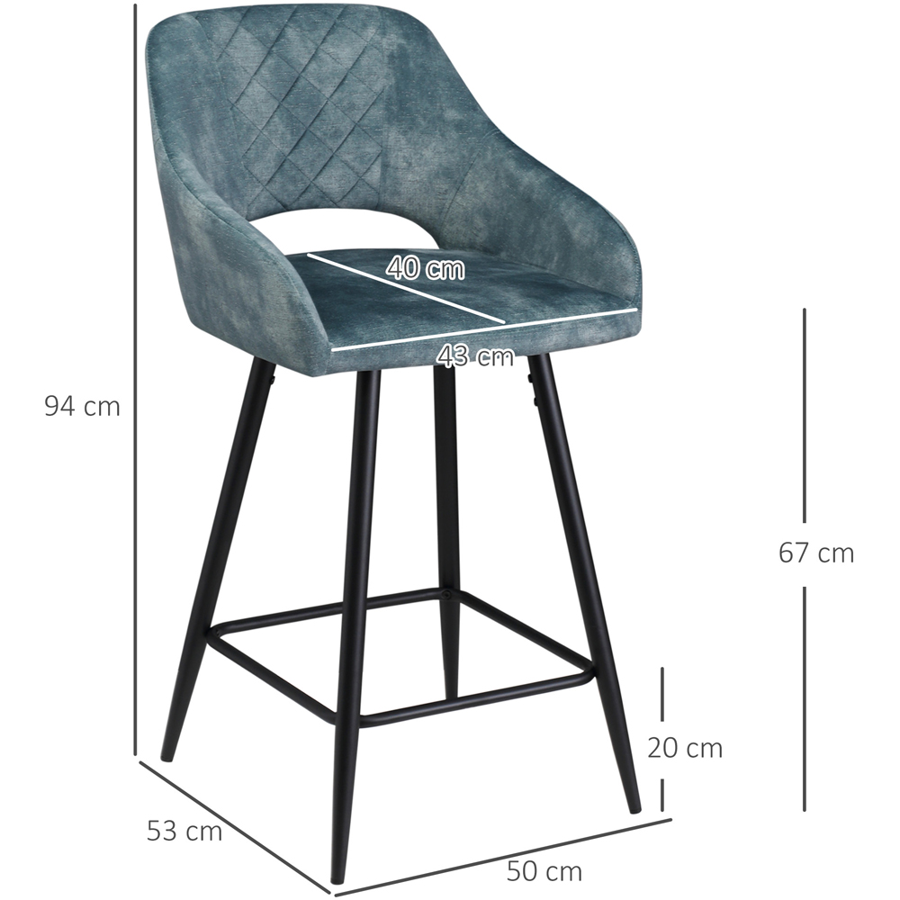 Portland Blue Velvet Touch Bar Stool Set of 2 Image 7