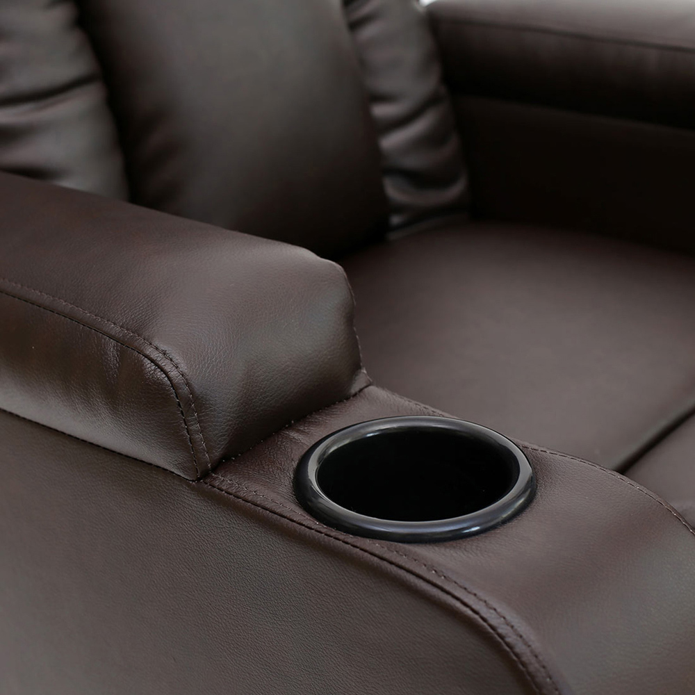 Furniture Online Oscar Brown Bonded Leather Pushback Recliner Chair with Cupholder Image 6