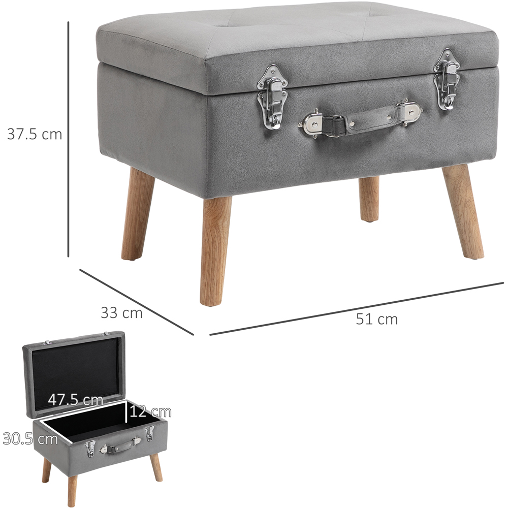 Portland Grey Faux Velvet Upholstered Ottoman Trunk Image 8