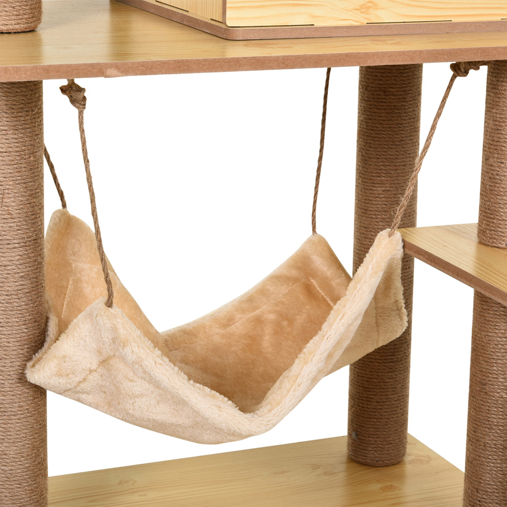 PawHut Yellow Large Cat Tree with Scratching Posts and Toy Ball 130cm Image 3