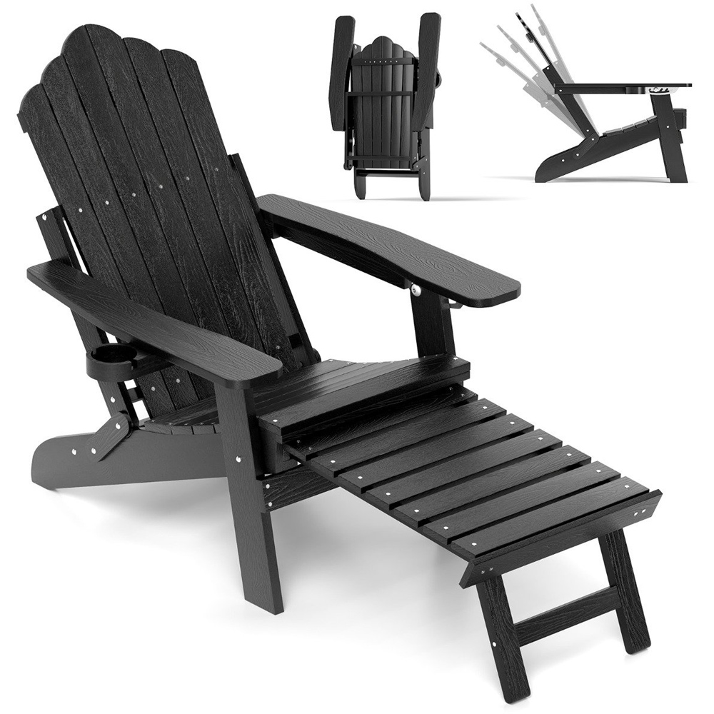 Costway Black All Weather HIPS Outdoor Adirondack Chair Image 2