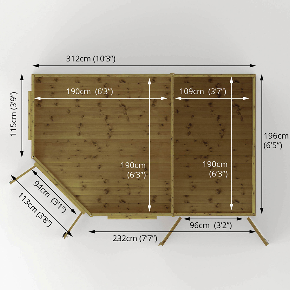 Mercia 7 x 7ft Double Door Shiplap Corner Summerhouse with Side Shed Image 8