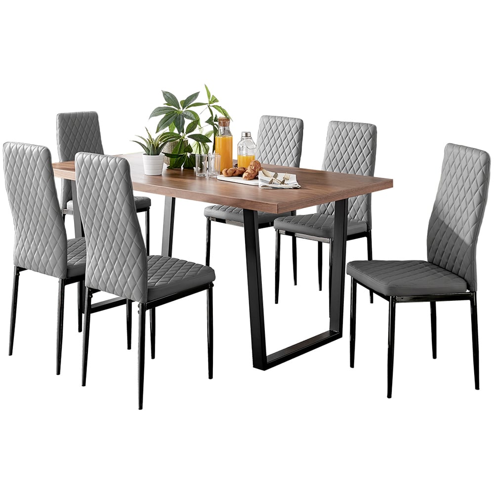 Furniturebox Solo Valera 6 Seater Dining Set Grey Image 2