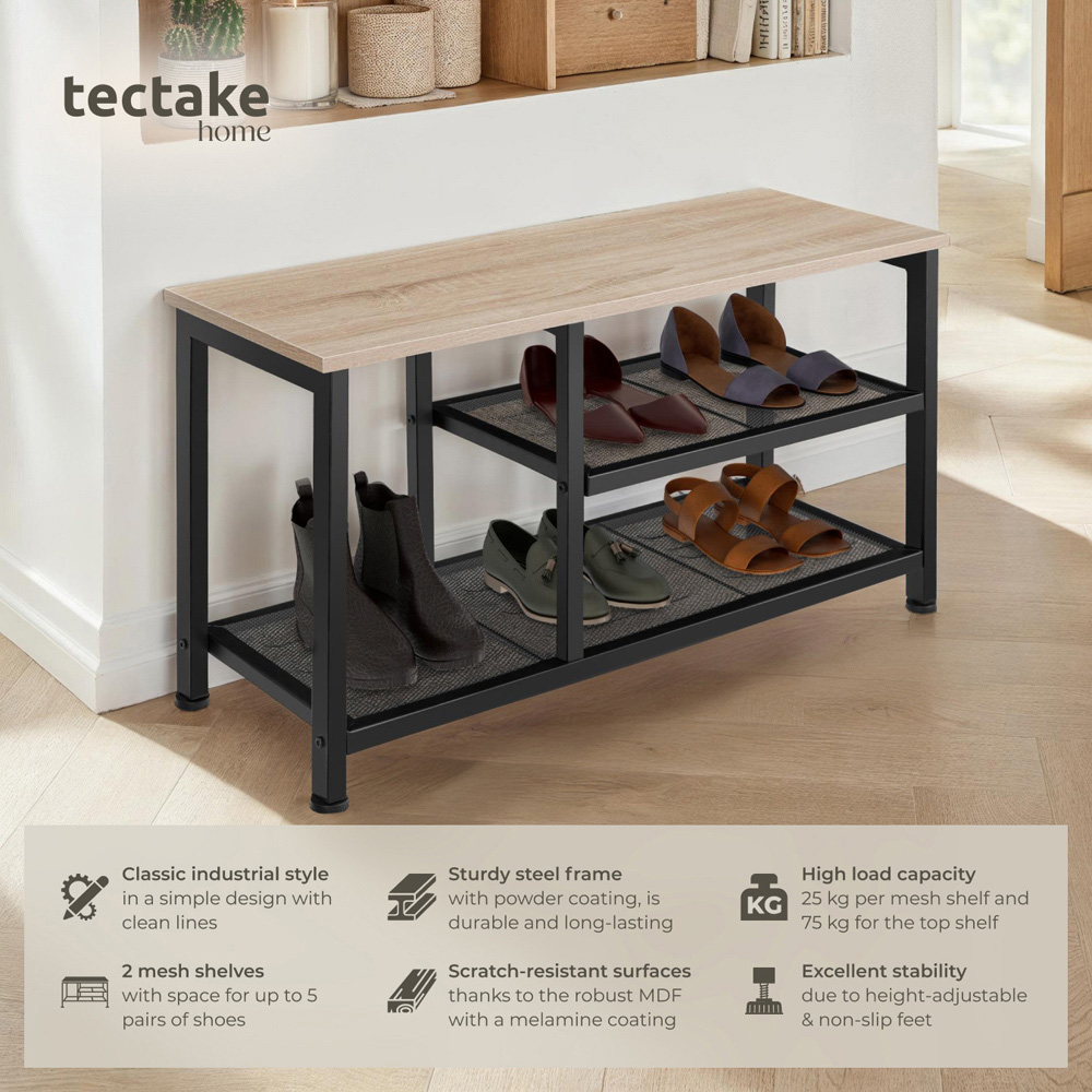 tectake Taunton 2 Grid Shelf Oak Sonoma Shoe Rack Image 6