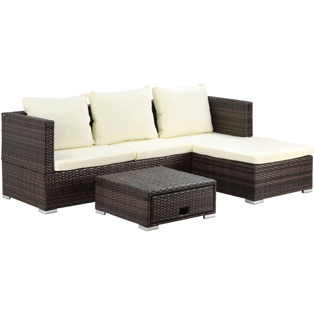 Outsunny 4 Seater Brown PE Rattan Outdoor Sofa Dining Set Image 2