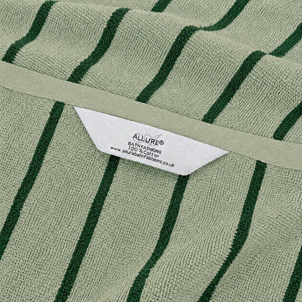 Allure Bath Fashions Sage and Dark Green Strand Striped Bath Towel 70 x 130cm 2 Pack Image 5