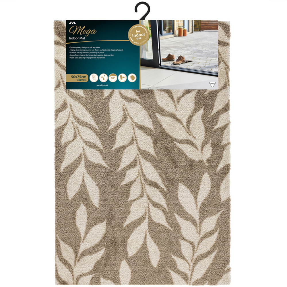 JVL Mega Brown Leaves Latex Backed Door Mat and Runner Set Image 2