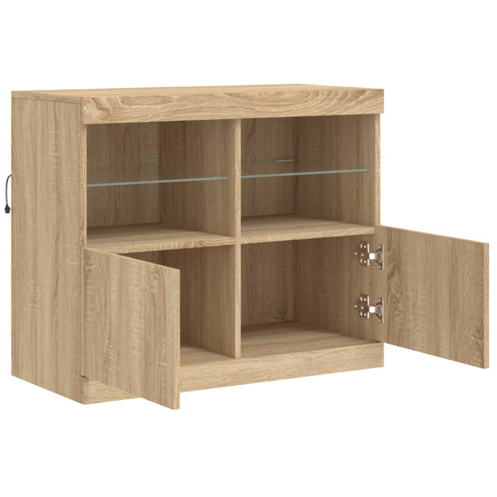 vidaXL 2 Door 4 Shelf Sonoma Oak Sideboard with RGB LED Lights Image 4
