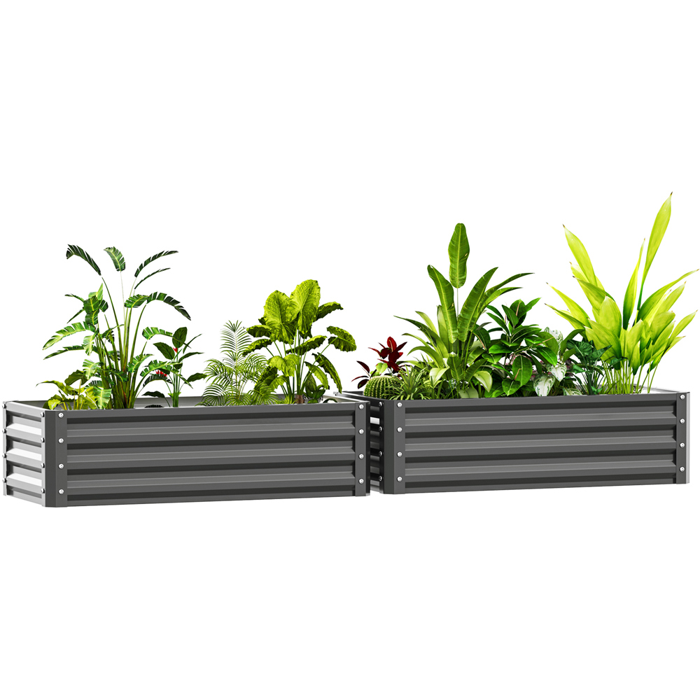 Outsunny Light Grey Galvanised Steel Raised Garden Bed Set of 2 30 x 50 x 110cm Image 1
