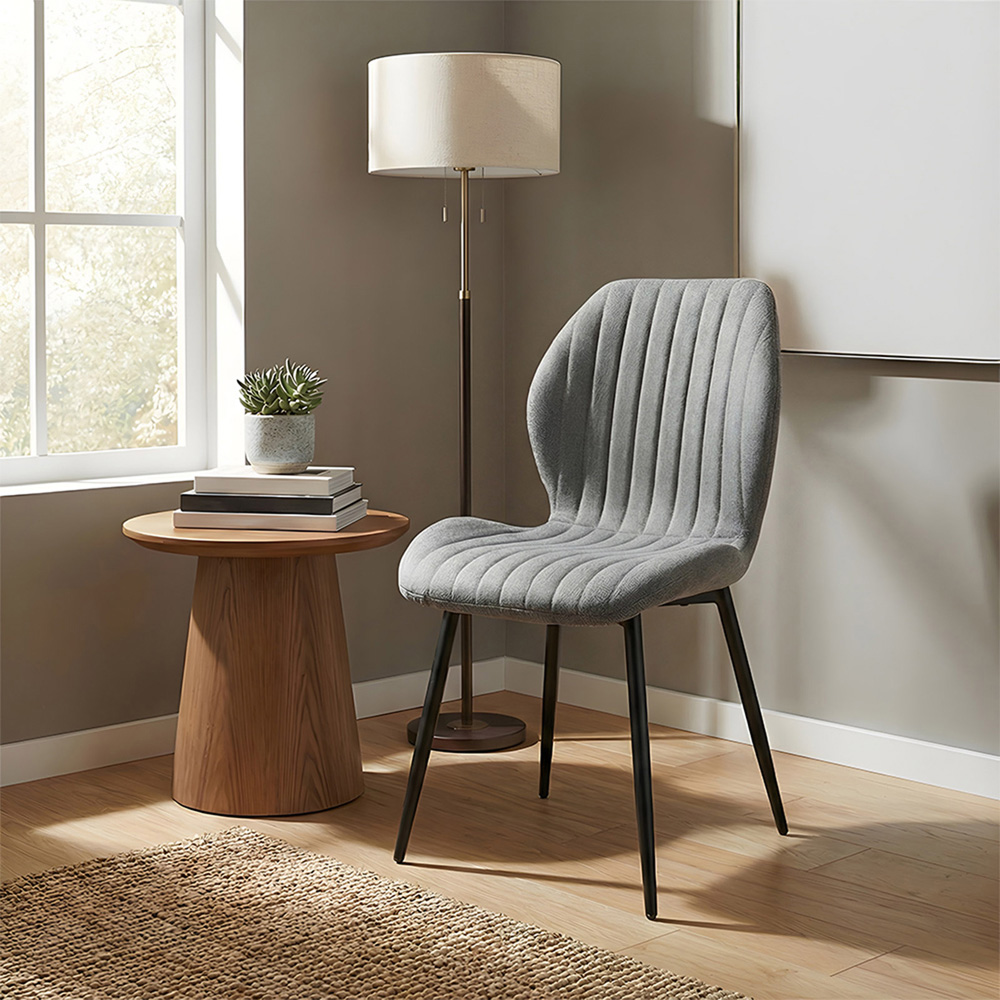 Living and Home Set of 4 Grey Fabric High Back Dining Chair Image 8