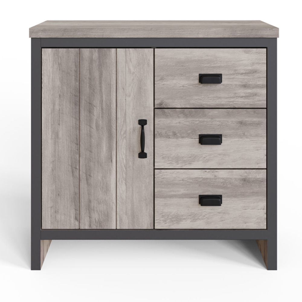 GFW Boston Single Door 3 Drawer Grey Sideboard Image 4