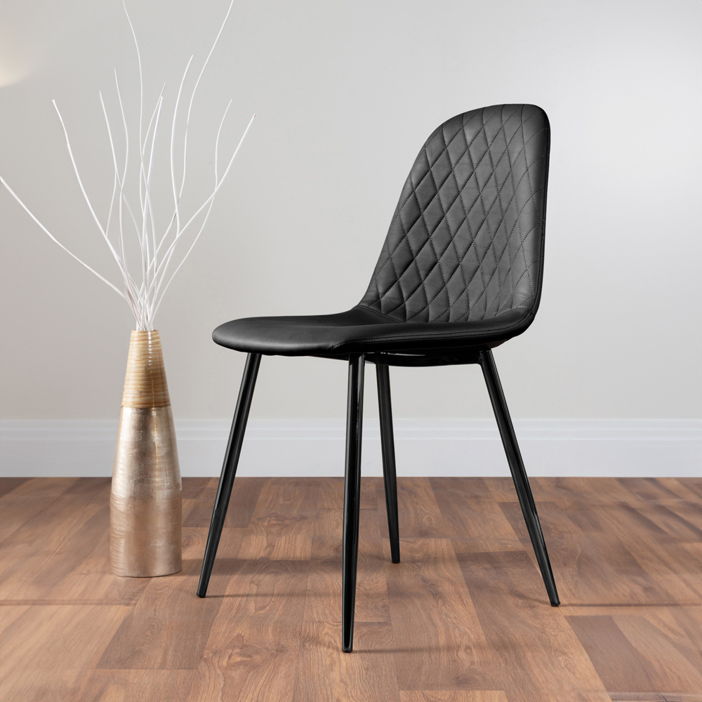 Furniturebox Solara Set of 2 Black Faux Leather Dining Chair Image 4