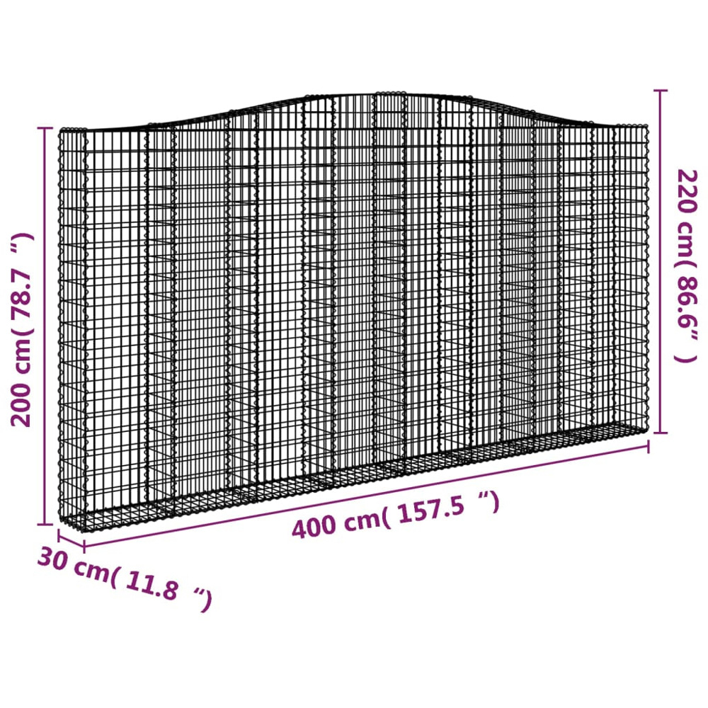 vidaXL Silver Galvanised Iron Gabion Basket 400 x 30 x 200/220cm Image 4