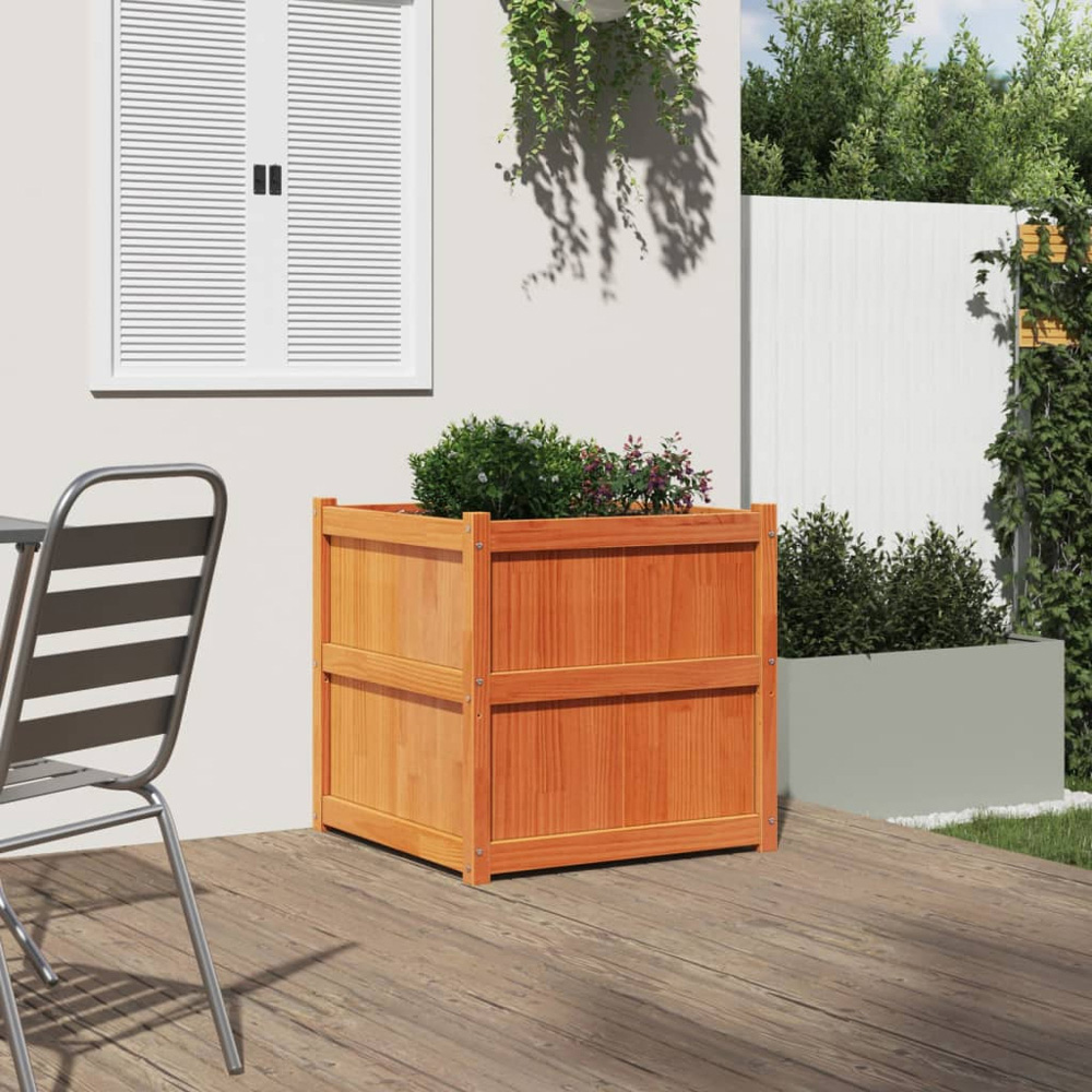 vidaXL Black Solid Pine Wood Garden Planter 70 x 70 x 70cm Image 2