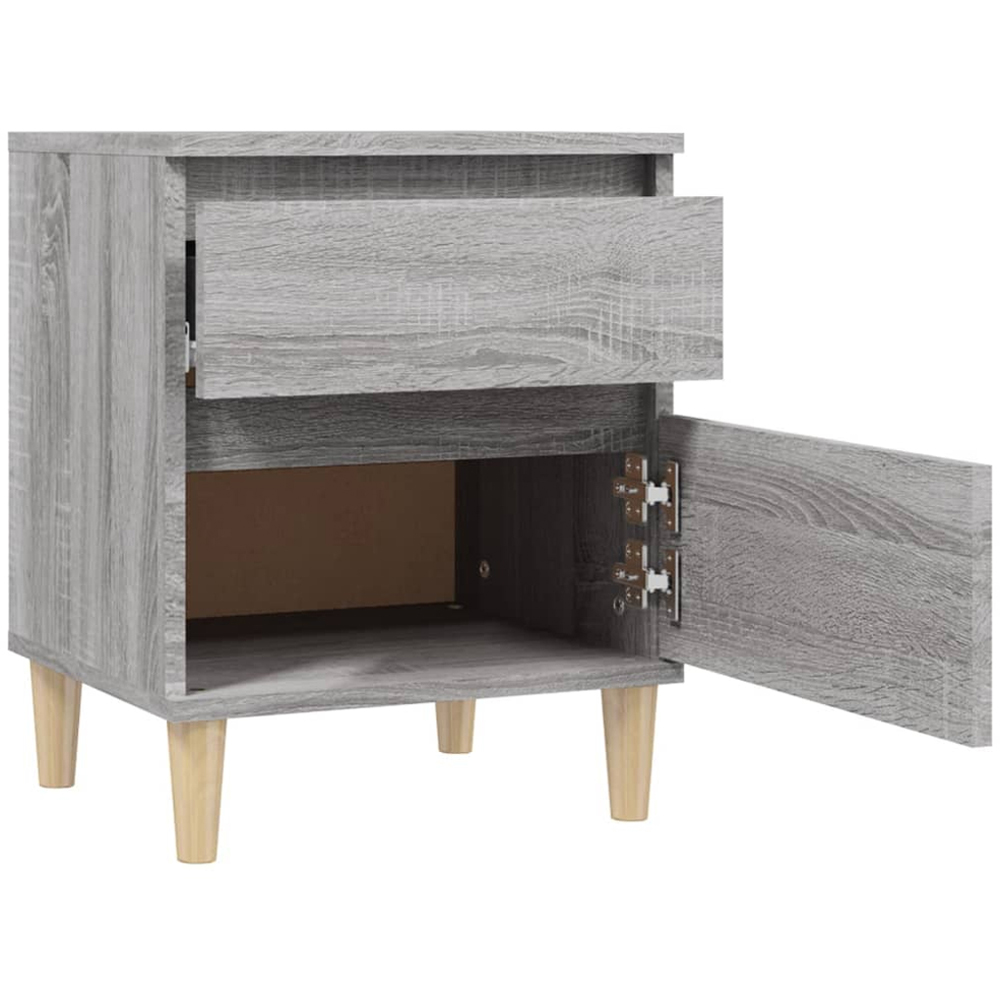 vidaXL Single Drawer Single Door Grey Sonoma Oak Bedside Table Set of 2 Image 7