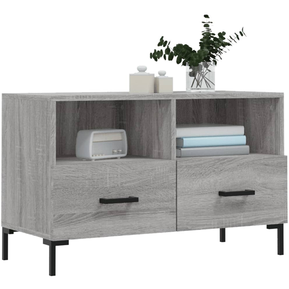 vidaXL 2 Drawer 2 Shelf Grey Sonoma TV Cabinet Image 3