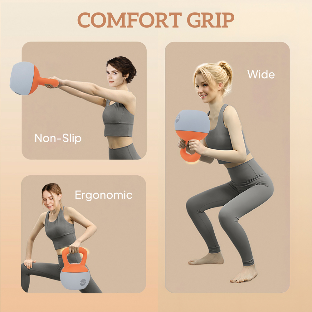 SPORTNOW Orange and Grey Kettlebell with Soft Body and Non-Slip Handle 12kg Image 8