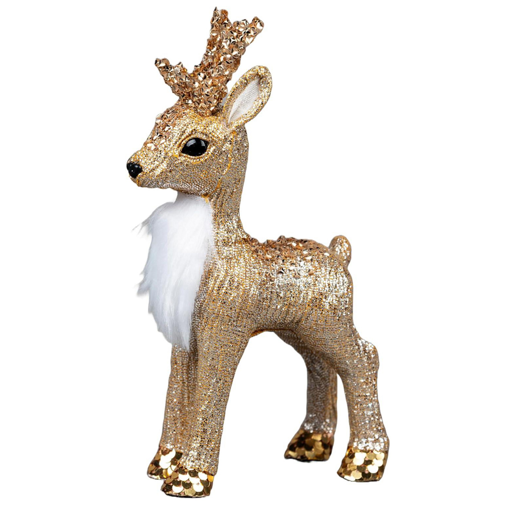 Shatchi Gold Reindeer Figurine Christmas Decoration 22cm Image 1