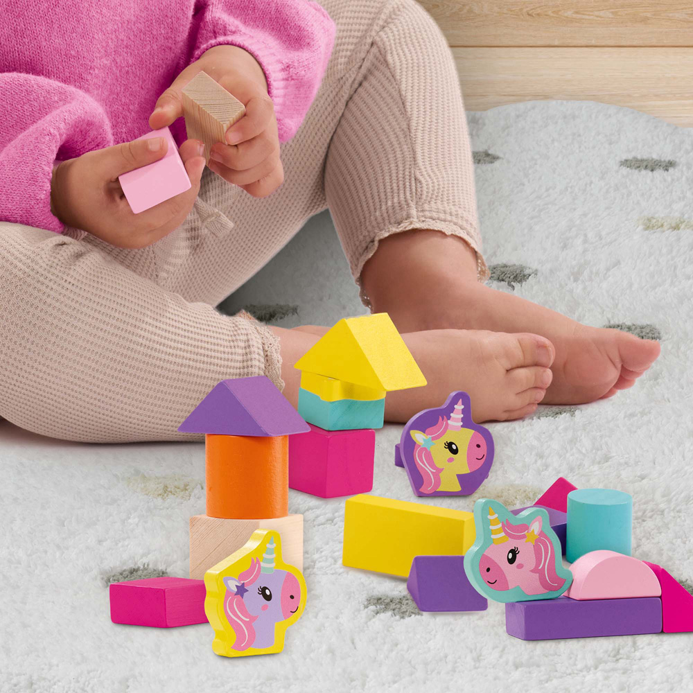 SES Creative Tiny Talents 52-Piece Unicorn Wooden Building Blocks Set Image 3
