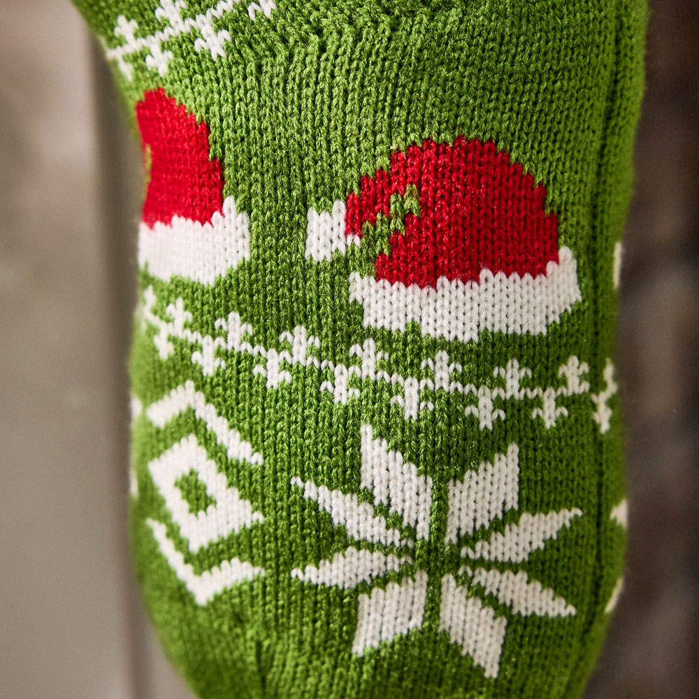Dibor Green Santa Hats Chunky Knit Christmas Stocking Image 4