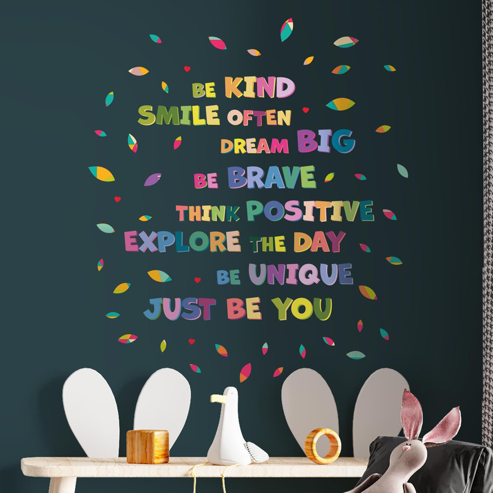 Walplus Colourful Inspirational Lettering Quote Kids Bedroom Self Adhesive Wall Stickers Image 1
