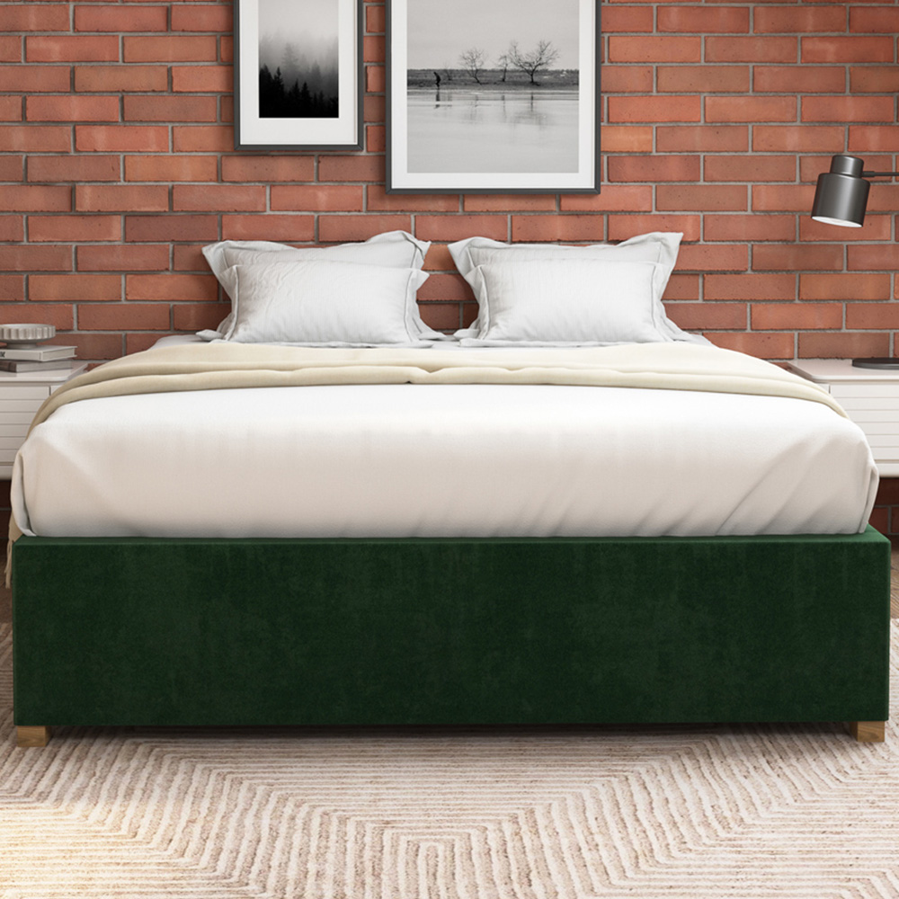 Aspire Furniture Single Forest Green Plush Platform Ottoman Bed Image 3