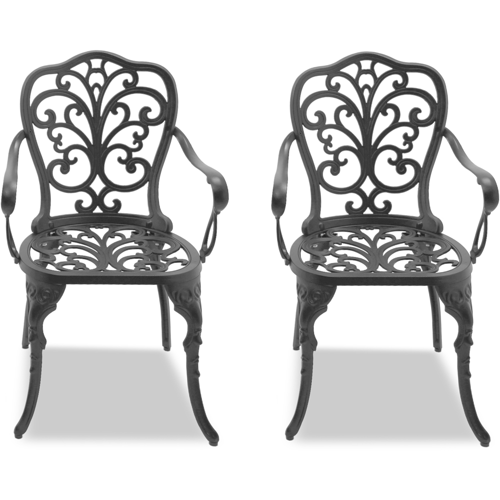 Centurion Bangui Set of 2 Grey Garden Bistro Chairs with Armrests Image 6