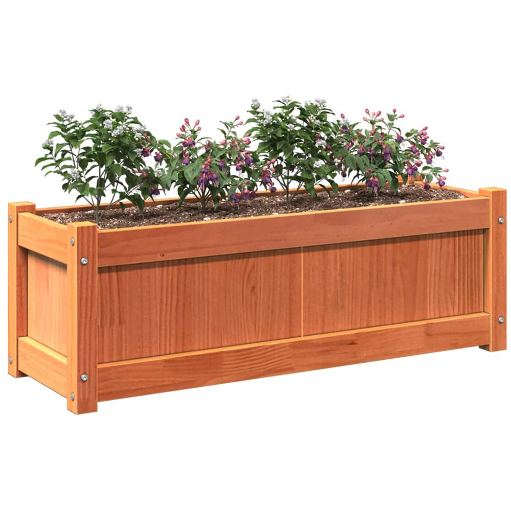 vidaXL Brown Solid Pine Wood Garden Planter 31 x 90 x 31cm 2 Pack Image 3