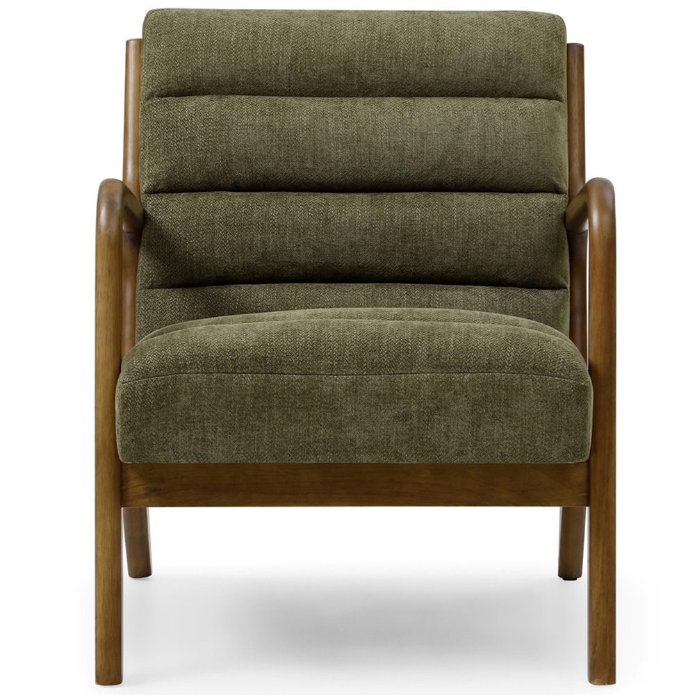 Otis Olive and Brown Chenille Static Ribbed Armchair Image 2