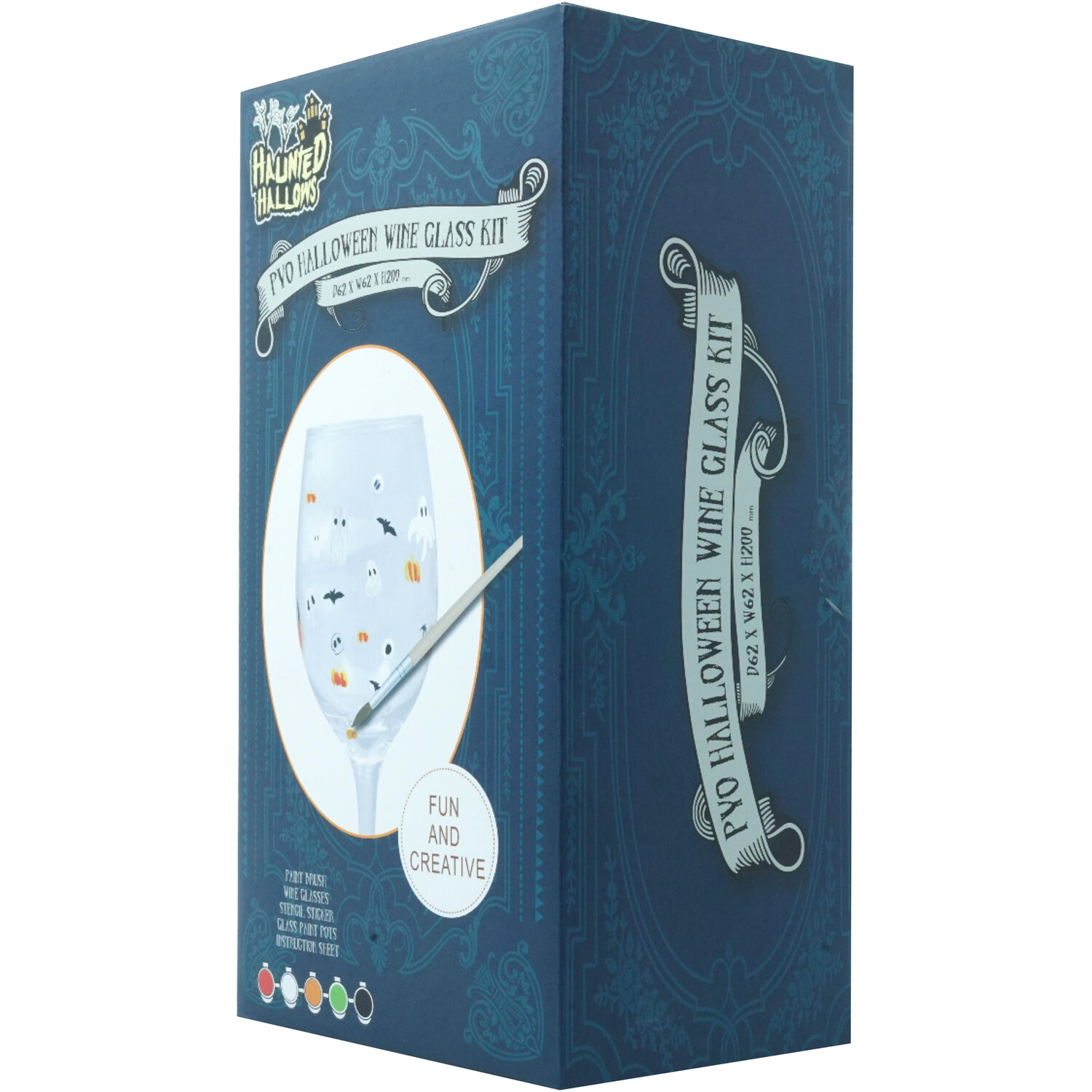 Paint Your Own Halloween Wine Glass Kit Blue Image 2