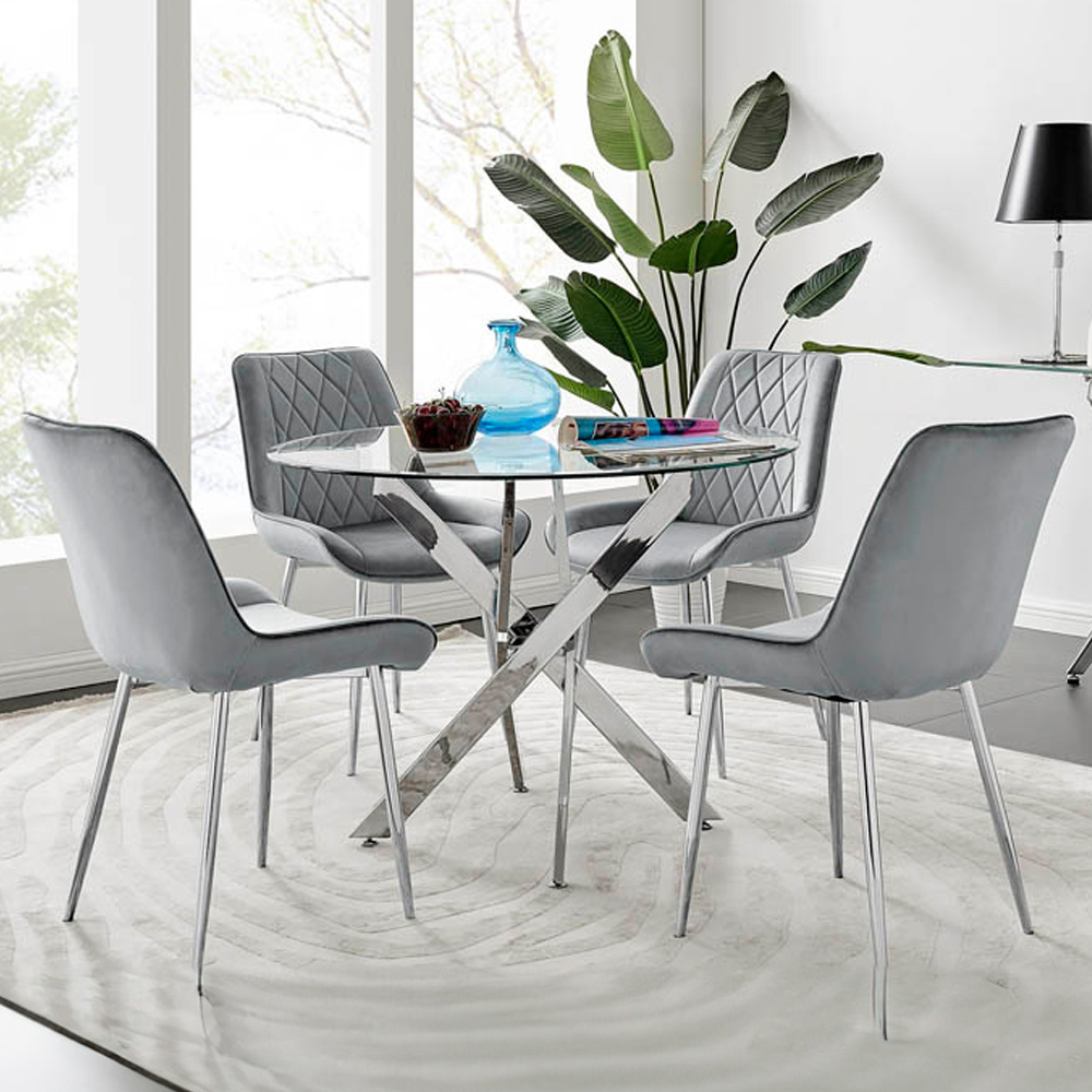 Furniturebox Arona Cesano 4 Seater Round Dining Set Grey Image 1