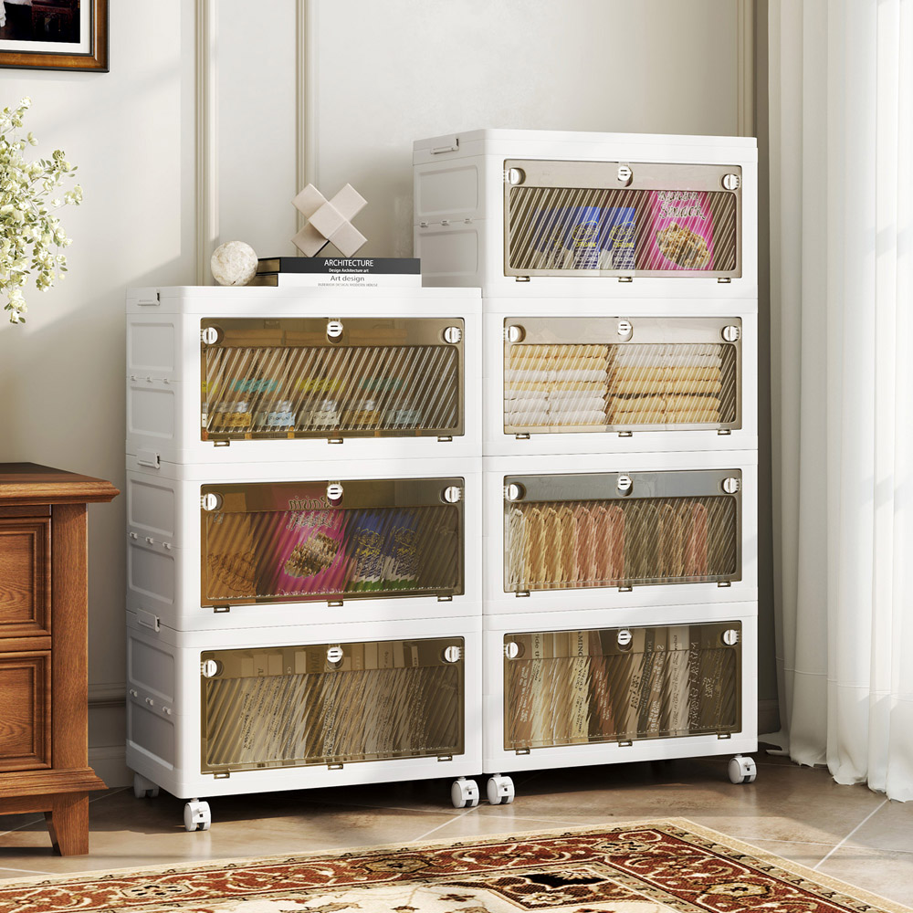 Costway 3 Door White Stackable Storage Bins Image 2