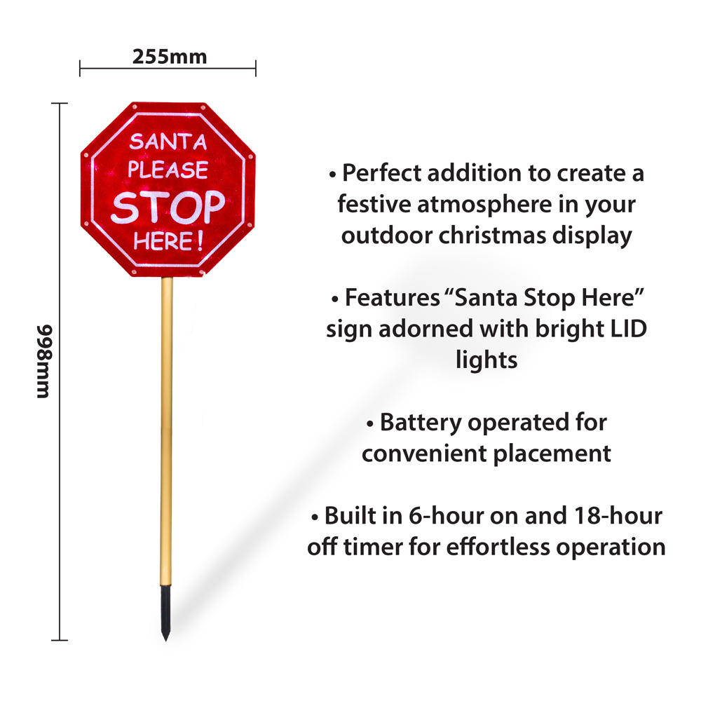Xmas Haus Outdoor Led Santa Stop Here Sign Image 5