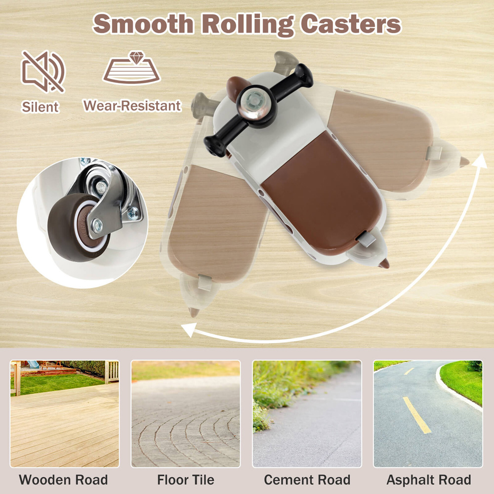 Costway Toddler White Dinosaur Foot to Floor Sliding Ride On Push Car with Storage Image 5