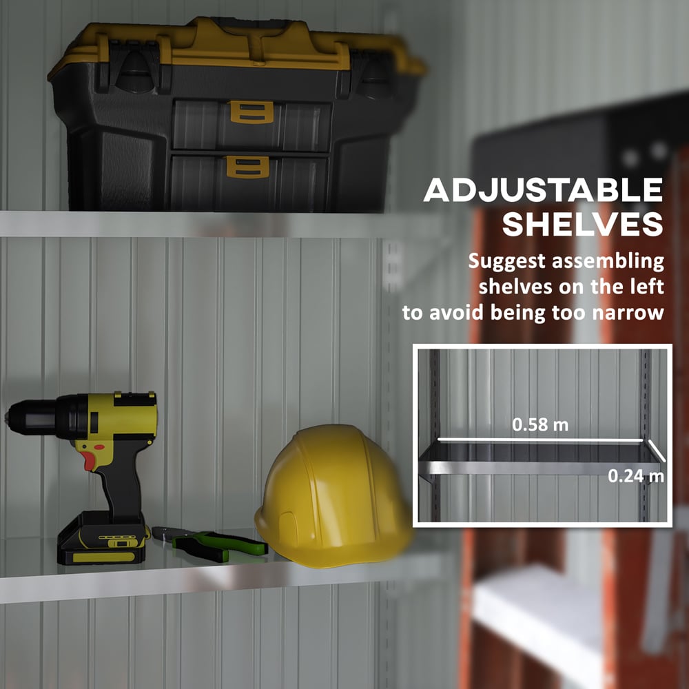 Outsunny 5 x 3ft Single Door Brown Steel Small Lean To Bike Shed Image 5