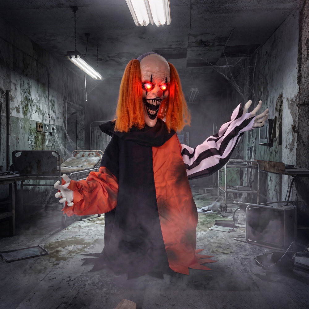 HOMCOM Light Up Face Changing Animated Clown Halloween Decoration 2.7ft Image 3