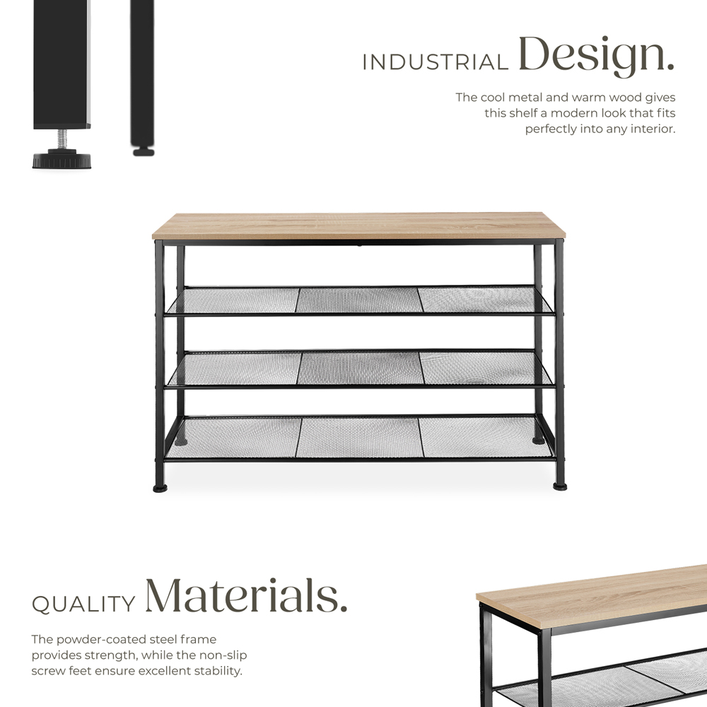 tectake Portsmouth 3 Grid Shelf Oak Sonoma Shoe Rack Image 3