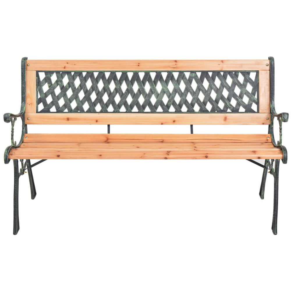 vidaXL Brown Cast Iron and Solid Wood Fir Cross Backrest Garden Bench 116cm Image 2