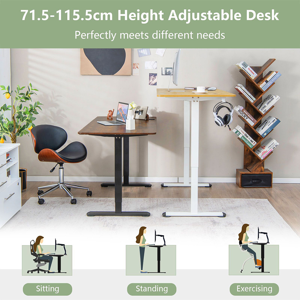 Costway Electric Height Adjustable Standing Desk with Button Controller Natural Image 5