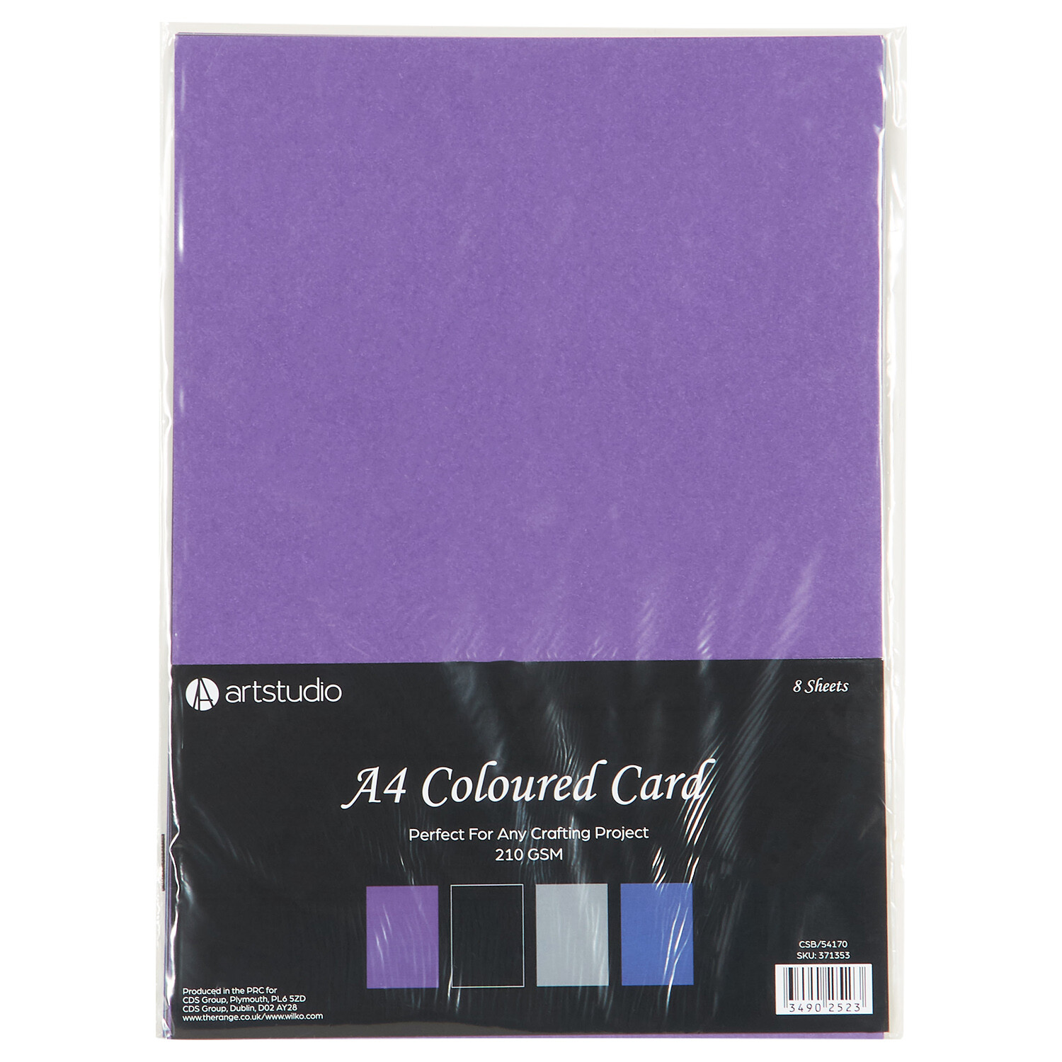 Pack of 8 Coloured Cards A4 - Multicolour Image 1